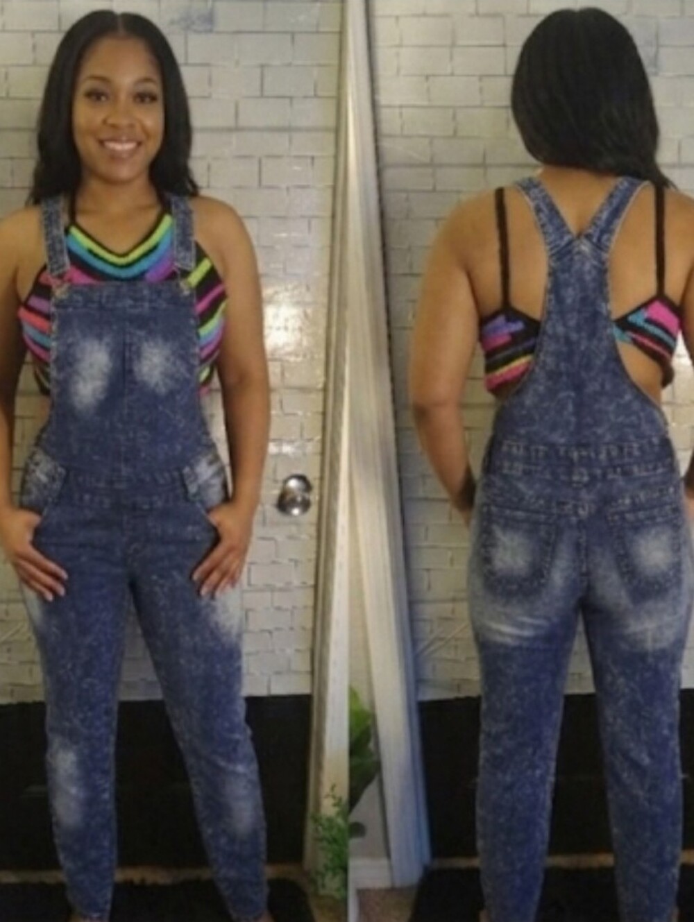 Denim overalls bibbed size large